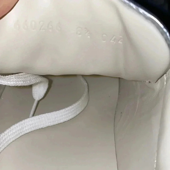 Gucci Nappa Ace Metallic Silver GG Leather Sneaker Size G8.5, US9.5 - Picture 7 of 7